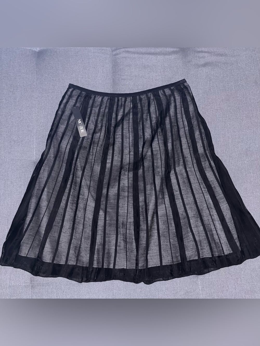 NIC+ZOE Black Sheer Pleated A-Line Midi Skirt - Picture 2 of 7